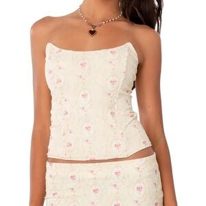 Edikted Women's‎ Size M Yellow Floral Corset Sleeveless Coquette Soft Girl